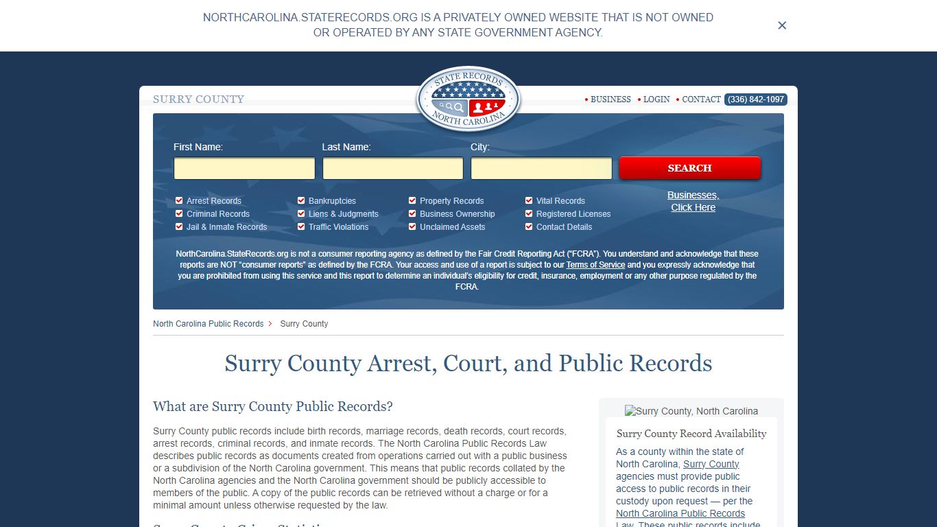 Surry County Arrest, Court, and Public Records